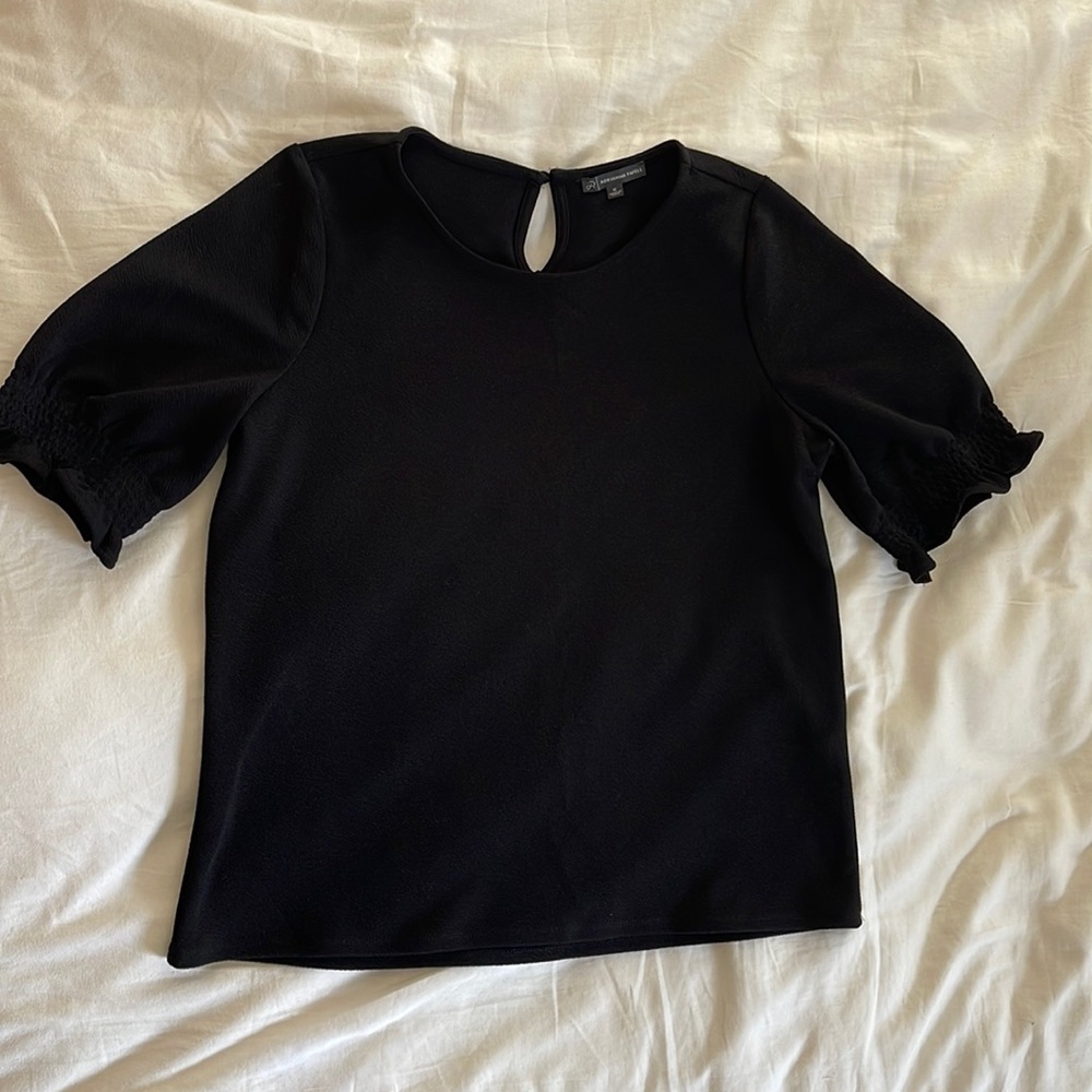 Adrianna Papell black Ruffle Sleeve Blouse Size Medium